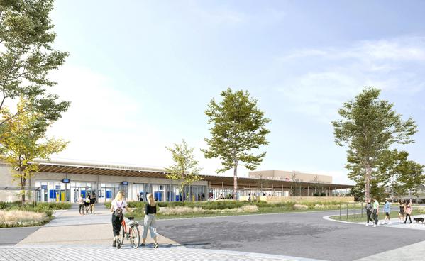 Le parvis nord vu depuis le bâtiment Prélude