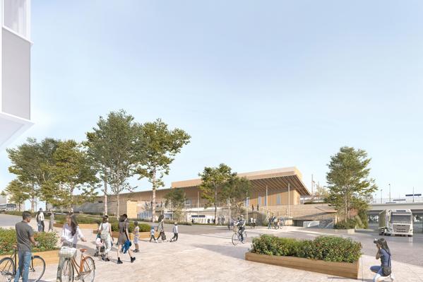 Le parvis nord vu depuis l'avenue Thiers